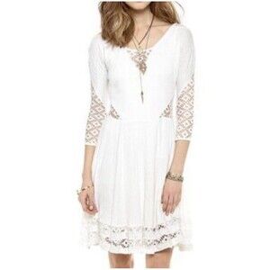Free People To the Point Dress M White Lace Mini
